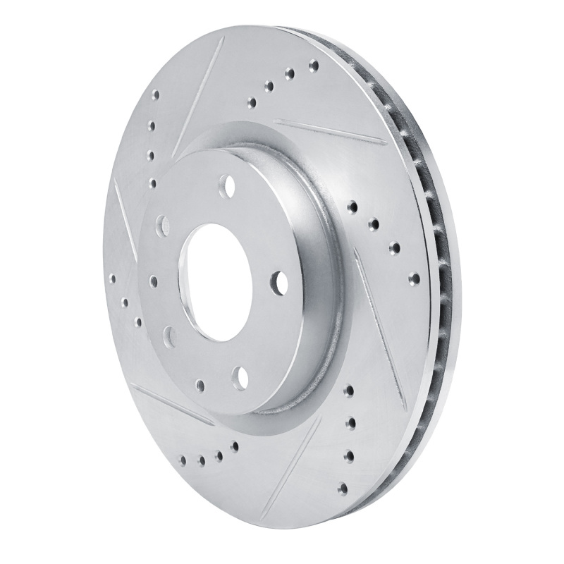 Mazda 3 Brake Rotor (1) - Front Left - R1 Concepts - Drilled & Slotted - Silver - `19-`25
